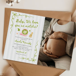 Invitación Foto de Baby Shower de Té Verde Matcha Te Queremos