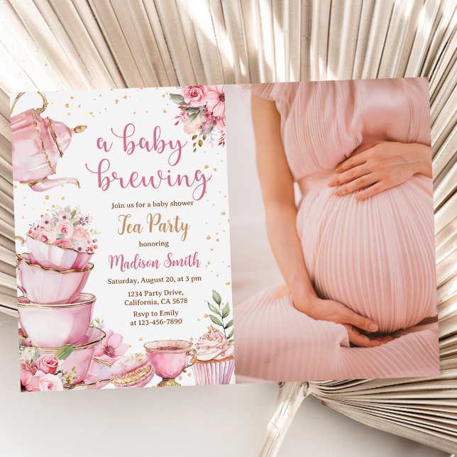 Invitación Foto de Baby Shower de un bebé que prepara té Fies (Subido por el creador)