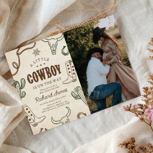 Invitación Foto de Baby Shower de un niño pequeño chico occid