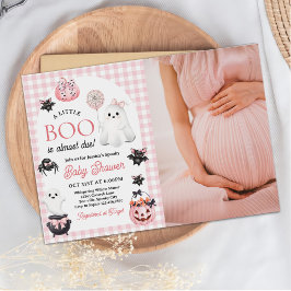 Invitación Foto de Baby Shower del Chica de Fantasma Rosa Hal