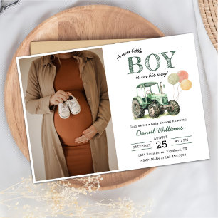 Invitación Foto de Baby Shower del Tractor de agua