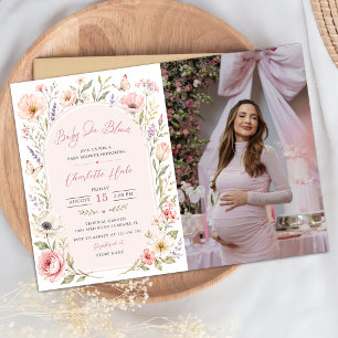 Invitación Foto de Baby Shower Floral Baby In Bloom