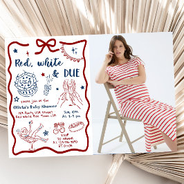 Invitación Foto de Baby Shower Patriótico Rojo Blanco y a Tie