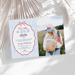 Invitación Foto de Baby Shower Rojo, Blanco y a punto para el