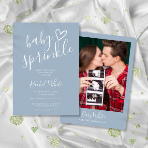 Invitación Foto de Baby Sprinkle Shower para Niño de Azul Pol