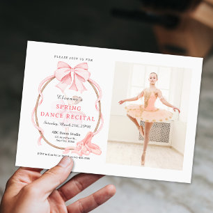 Invitación Foto de ballet con lazo rosa Recital de baile