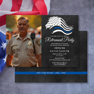 Invitación Foto de bandera de línea azul delgada de fiesta de