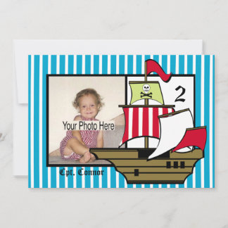 Invitación Foto de barco pirata de cumpleaños