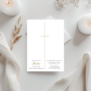 Invitación Foto de bautismo de escritura religiosa cruzada ca