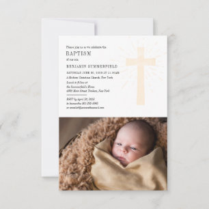 Invitación Foto de bebé Bautizo Elegante Evento Religioso Igl