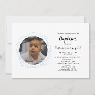 Invitación Foto de bebé en evento religioso cristiano de baut