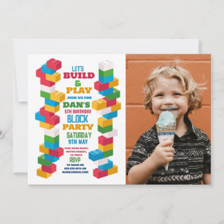 Invitación Foto de bloques de construcción de la fiesta de cu