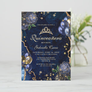 Invitación Foto de Blue Agate Quinceanera