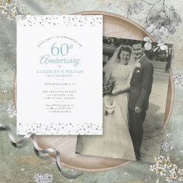 Invitación Foto de Boda 60º Aniversario Corazones Confeti
