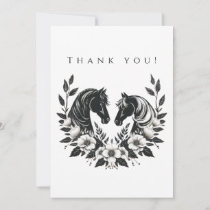 Invitación Foto de boda - Agradecimiento - Caballo y Flores