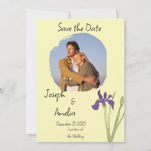 Invitación Foto de boda amarilla mantequilla púrpura y dorada