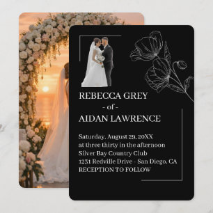 Invitación Foto de Boda Atemporal Simple Blanco y Negro 2026