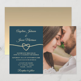 Invitación Foto de boda azul romántico