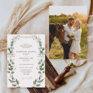 Invitación Foto de Boda botánico elegante formal