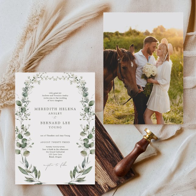 Invitación Foto de Boda botánico elegante formal (Subido por el creador)