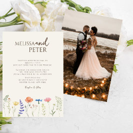 Invitación Foto de boda casual de flor silvestre