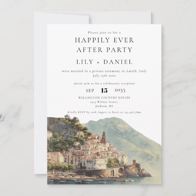 Invitación Foto de Boda con Bodas de Amalfi Felices para Siem (Anverso)