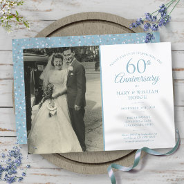 Invitación Foto de boda con confeti de diamante del 60 aniver
