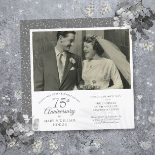 Invitación Foto de boda con corazones de confeti para anivers