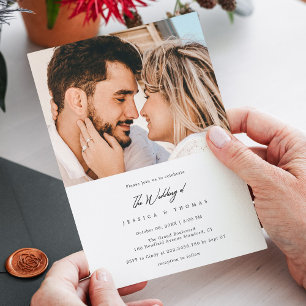 Invitación Foto de Boda con guión de personalizable moderno y