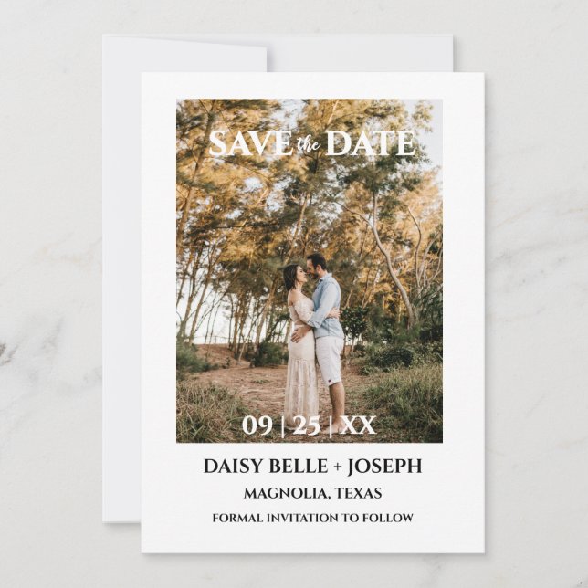Invitación Foto de Boda con Letra Moderna para Save The Date (Anverso)