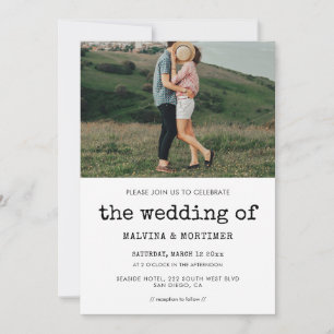 Invitación Foto de boda con máquina de escribir antigua