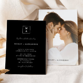 Invitación Foto de boda con monograma de cresta de letra mode