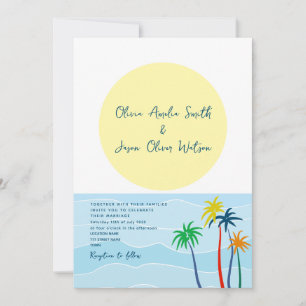 Invitación Foto de boda con palmera tropical