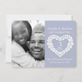 Invitación Foto de boda corazón de Moonstone 3 años de fiesta