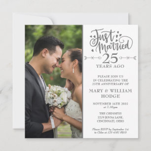 Invitación Foto de boda cuadrada del 25 aniversario recién ca