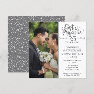 Invitación Foto de boda cuadrada del 25 aniversario recién ca