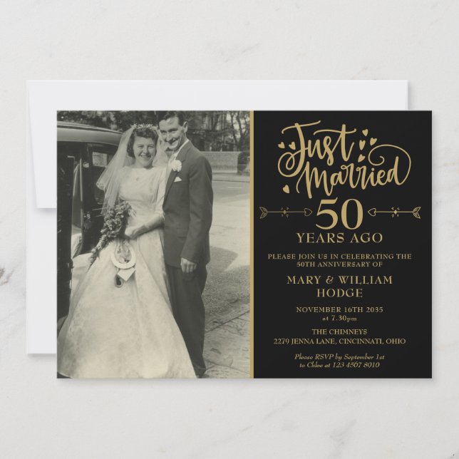 Invitación Foto de Boda de 50 años casada (Anverso)