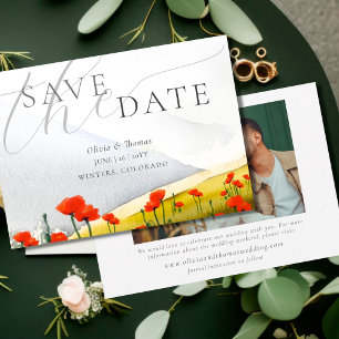 Invitación Foto de boda de amapola de montaña floral para gua