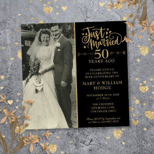 Invitación Foto de boda de aniversario de bodas de oro recién