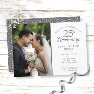 Invitación Foto de boda de aniversario de plata número 25