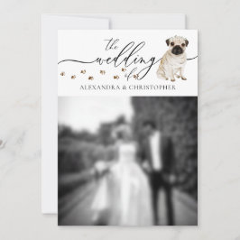 Invitación Foto de boda de cachorro de perro Pug