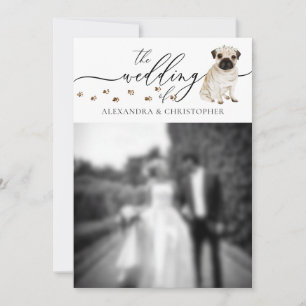 Invitación Foto de boda de cachorro de perro Pug