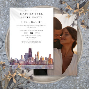 Invitación Foto de boda de Chicago Felices para Siempre