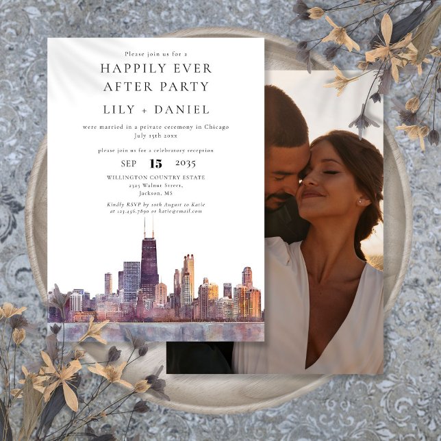 Invitación Foto de boda de Chicago Felices para Siempre (Subido por el creador)