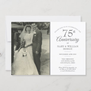 Invitación Foto de Boda de Confetti Corazón en 75 años