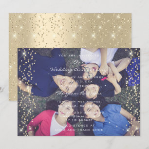 Invitación Foto de boda de cumpleaños Familia Sepia Confeti D