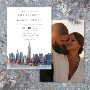 Invitación Foto de boda de destino en la ciudad de Nueva York