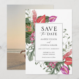 Invitación Foto de boda de destino tropical Guardar la fecha