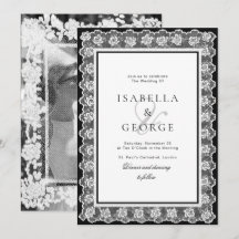 Foto de boda de encaje en blanco y negro Old Money