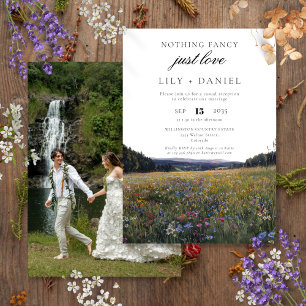Invitación Foto de boda de escapada con flores silvestres